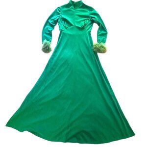 VTG Green Ostrich feather Dress